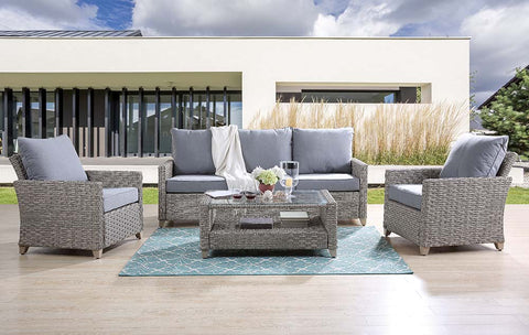 Greeley Gray Fabric & Gray Finish Patio Set Model OT01090 By ACME Furniture