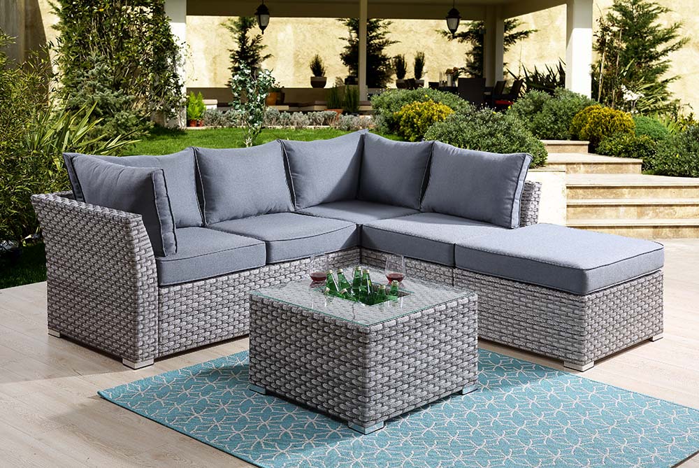 Laurance Gray Fabric & Gray Finish Patio Set Model OT01092 By ACME Furniture