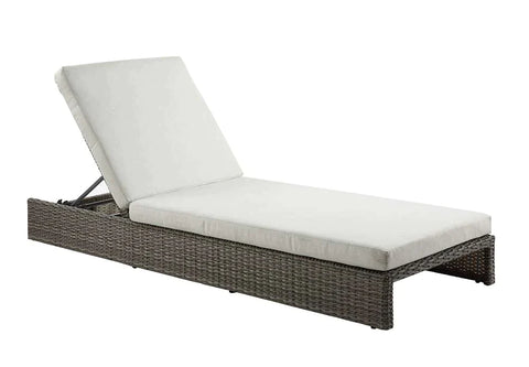 Salena Beige Fabric & Gray Finish Patio Lounge Chair Model OT01093 By ACME Furniture