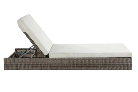 Salena Beige Fabric & Gray Finish Patio Lounge Chair Model OT01093 By ACME Furniture