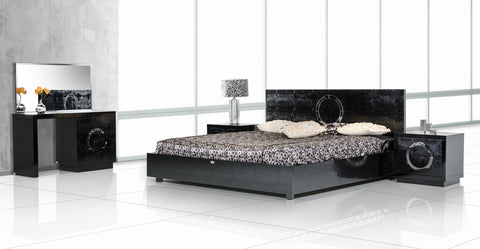 Eastern King A&X Ovidius Modern Black Crocodile Bed Model VGUNAW223-180-BLK-EK