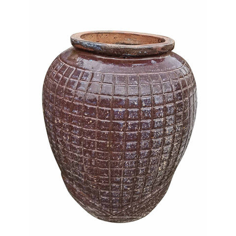 Large Reddish Brown Glazed Handmade Pot