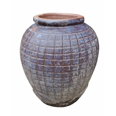 Large Light Burgundy Glazed Handmade Pot