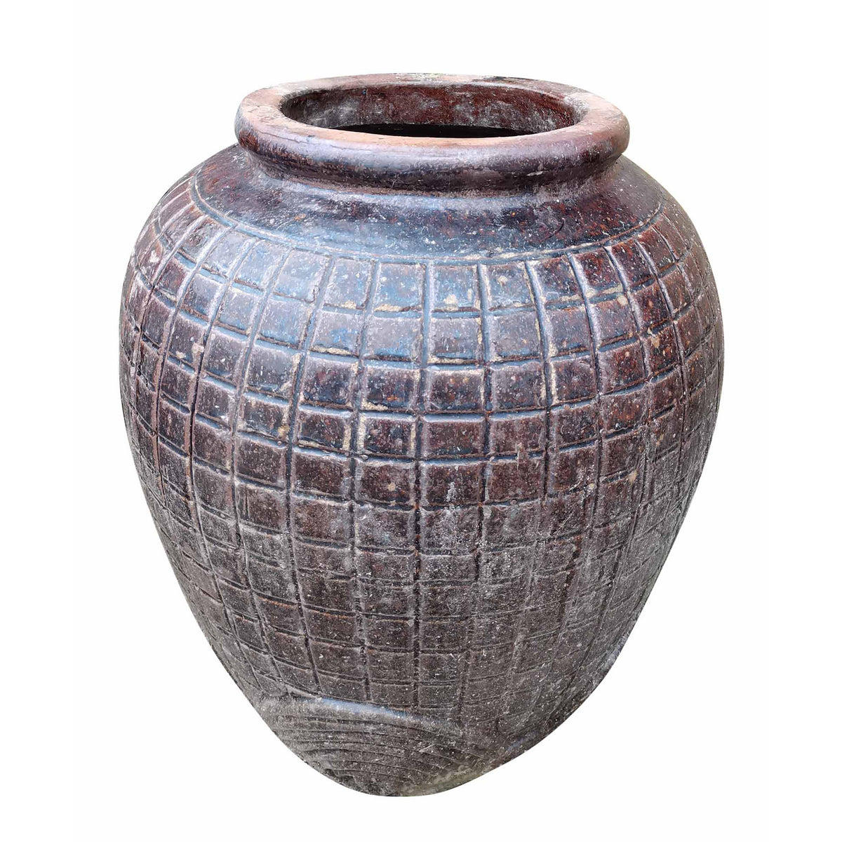 Large Burgundy Glazed Handmade Pot