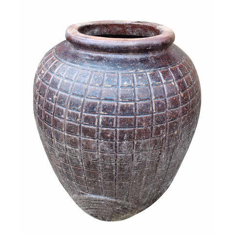 Large Burgundy Glazed Handmade Pot