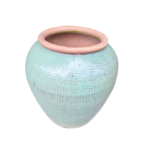 Large Turquoise Glazed Handmade Pot