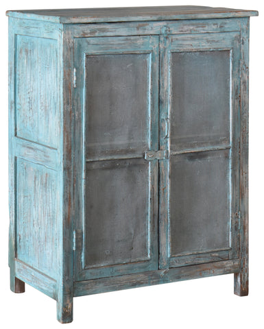 Wooden Old World Distressed Painted Finish Cabinet