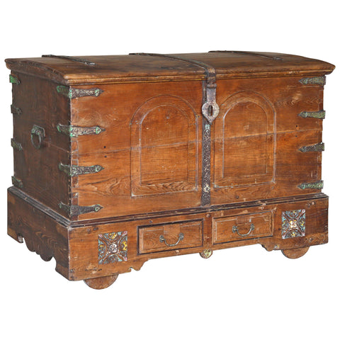 Antique Natural Waxed Finish Trunk Box