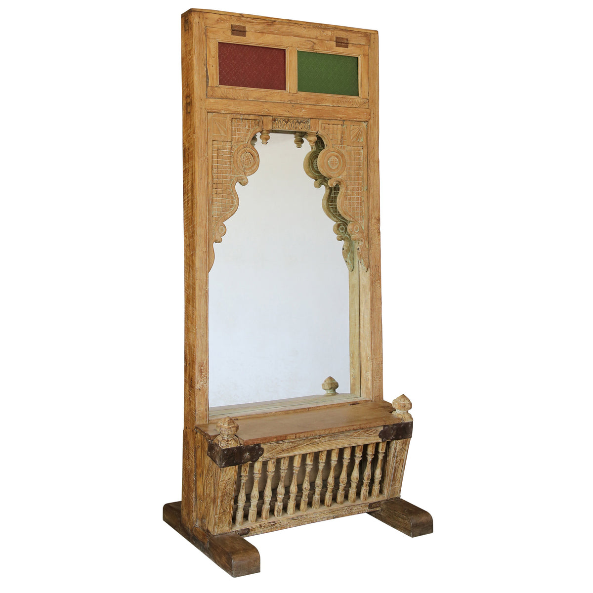 Antique Sealed and Waxed Finish Balcony Mirror
