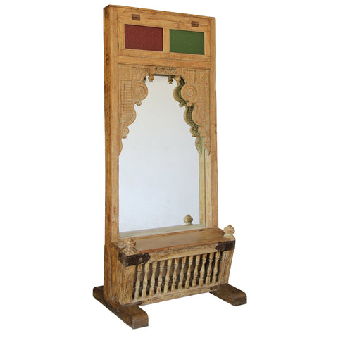 Antique Sealed and Waxed Finish Balcony Mirror