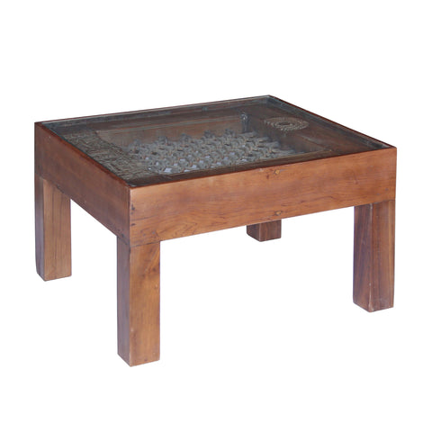 Wooden Mansion Wax and Lacquer Polish Glass Coffee Table