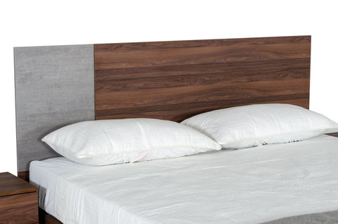 Nova Domus Palermo Modern Italian Faux Concrete & Walnut Bed Model VGACPALERMO-WAL-BED