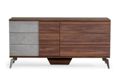 Nova Domus Palermo Modern Italian Faux Concrete & Walnut Dresser Model VGACPALERMO-WAL-DRS