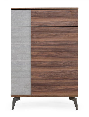 Nova Domus Palermo Italian Modern Faux Concrete & Walnut Chest Model VGACPALERMO-WAL-CHST