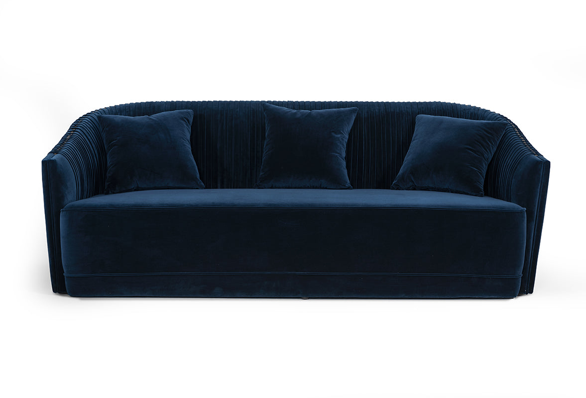 Divani Casa Palomar Modern Blue Velvet & Brass Sofa Model VGVCS1811-BLU-SOFA