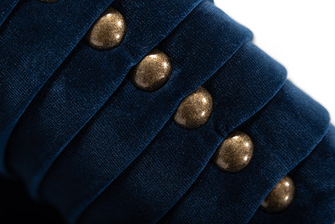 Divani Casa Palomar Modern Blue Velvet & Brass Sofa Model VGVCS1811-BLU-SOFA