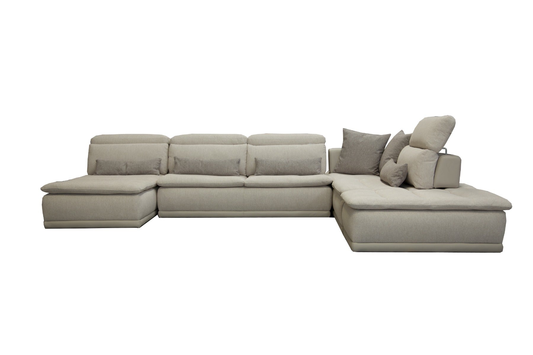 David Ferrari Panorama Italian Modern Taupe Grey Fabric And Leather Modular Sectional Sofa Model VGFT-PANORAMA-TG