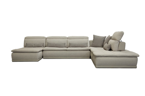 David Ferrari Panorama Italian Modern Taupe Grey Fabric And Leather Modular Sectional Sofa Model VGFT-PANORAMA-TG