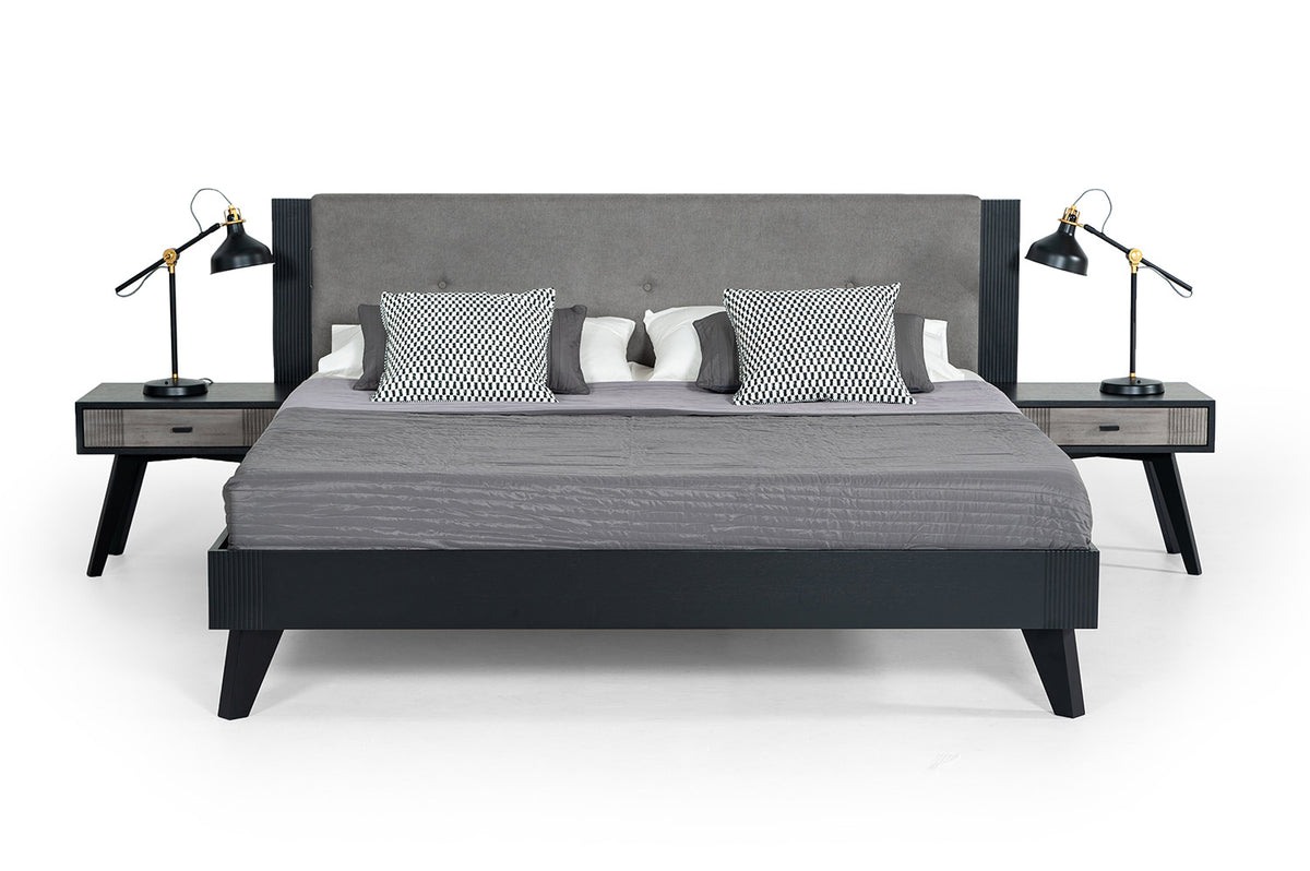 Queen Nova Domus Panther Contemporary Grey & Black Bed Model VGMABR-77-BED-Q