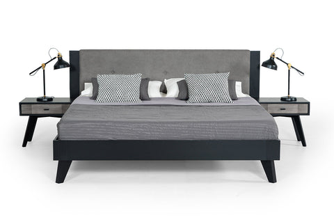 Queen Nova Domus Panther Contemporary Grey & Black Bed Model VGMABR-77-BED-Q