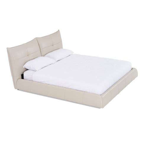 Modrest Patrick Modern Light Grey Leather Bed Model VGKKB-75-GRY-BED
