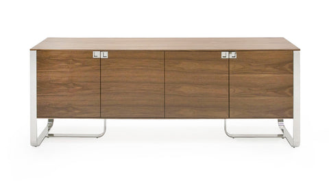 Modrest Pauline Modern Walnut And Stainless Steel Sideboard Buffet Model VGBB-MI2203T-WAL-B