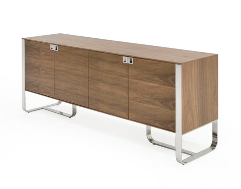 Modrest Pauline Modern Walnut And Stainless Steel Sideboard Buffet Model VGBB-MI2203T-WAL-B