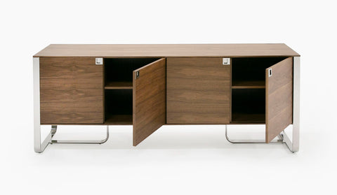 Modrest Pauline Modern Walnut And Stainless Steel Sideboard Buffet Model VGBB-MI2203T-WAL-B