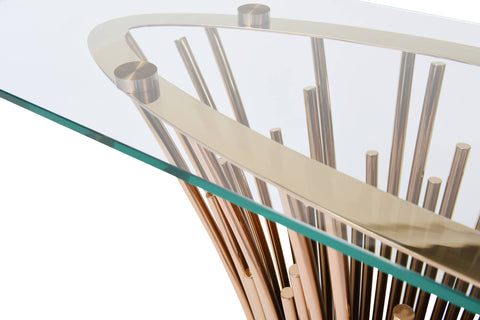 Modrest Paxton - Modern Glass + Rosegold Console Table
