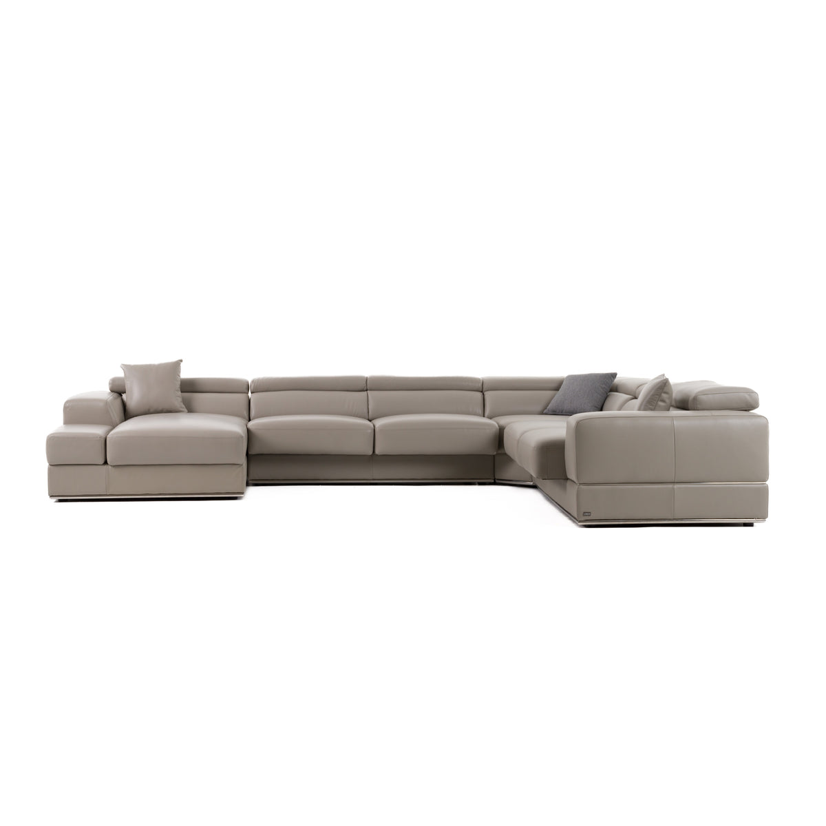 Divani Casa Pella Modern Grey Italian Leather U Shaped Sectional Sofa Model VGCA5106O-GRY-LAF-SECT