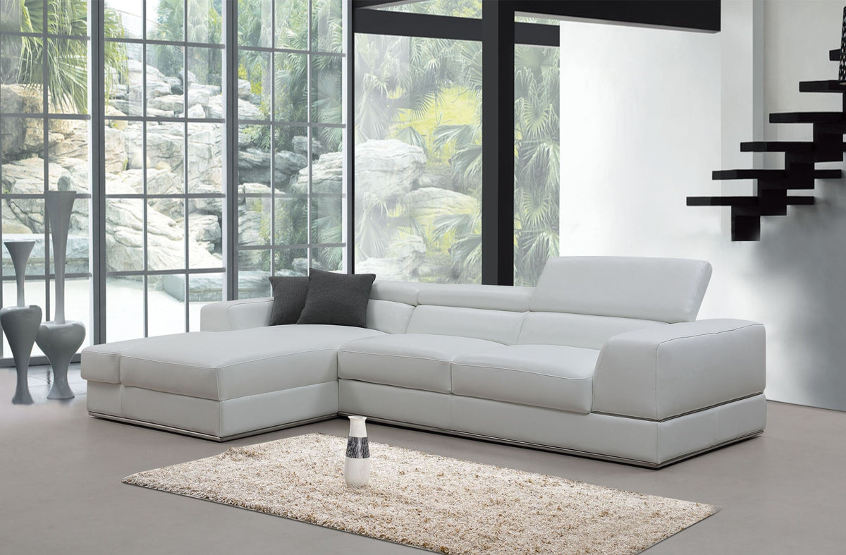 Divani Casa Pella Mini Modern White Leather Left Facing Sectional Sofa