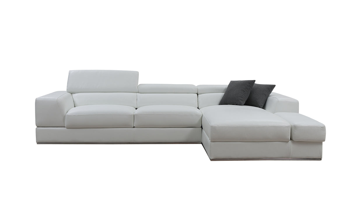 Divani Casa Pella Mini Modern White Leather Right Facing Sectional Sofa Model VGCA5106A-WHT-RAF-SECT