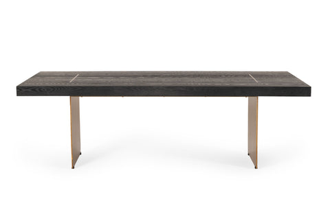 Modrest Perret Large Glam Black Ash & Brushed Brass Dining Table Model VGGMDT-1330D-LRG-BLK-DT