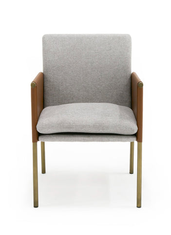 Modrest Pettit Modern White & Brass Arm Dining Chair By VIG Furniture