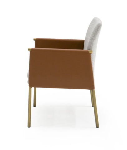 Modrest Pettit Modern White & Brass Arm Dining Chair By VIG Furniture