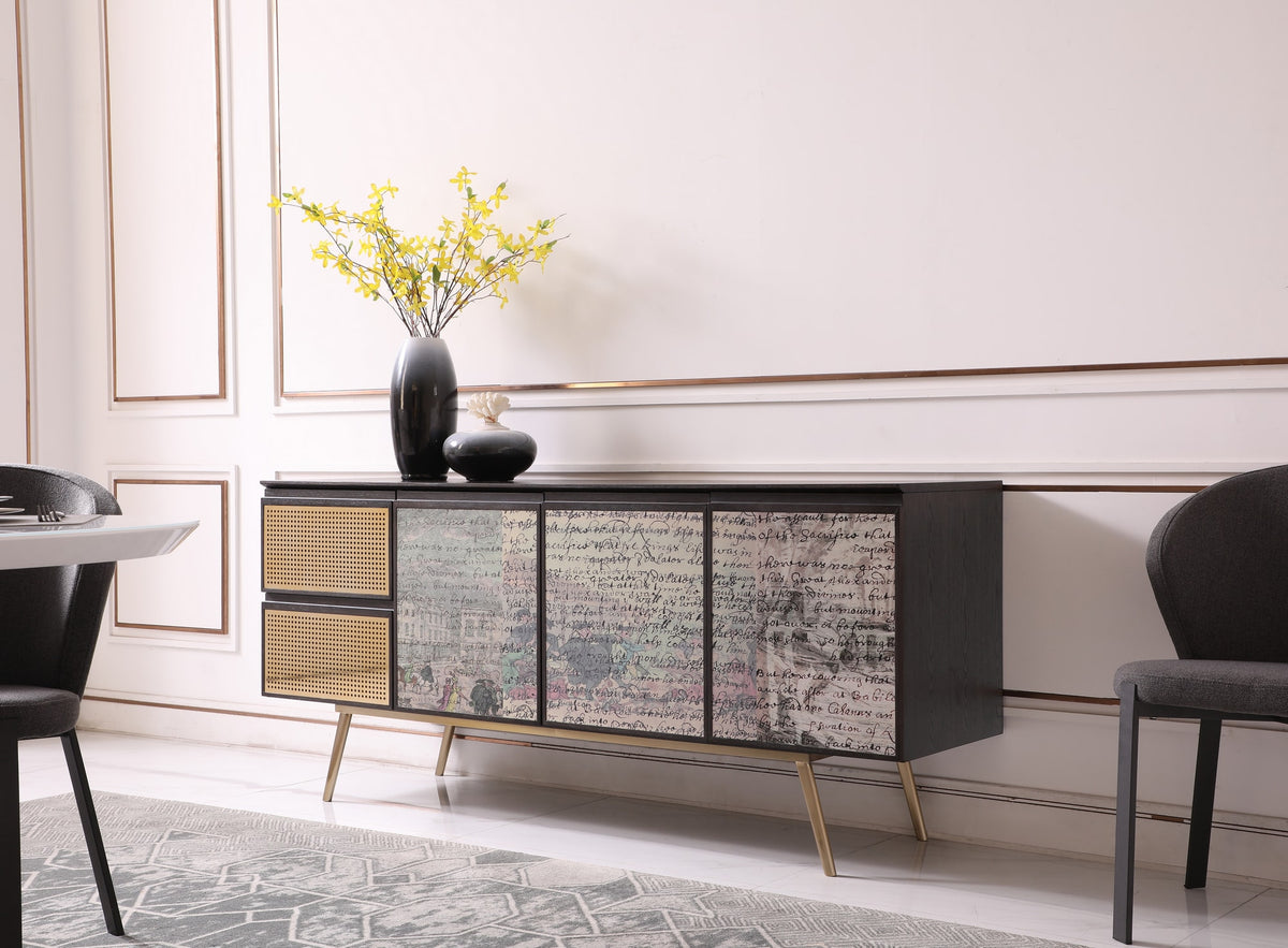 Modrest Phelan Modern Smoked Ash & Brass Buffet Model VGVCG2020-BUF