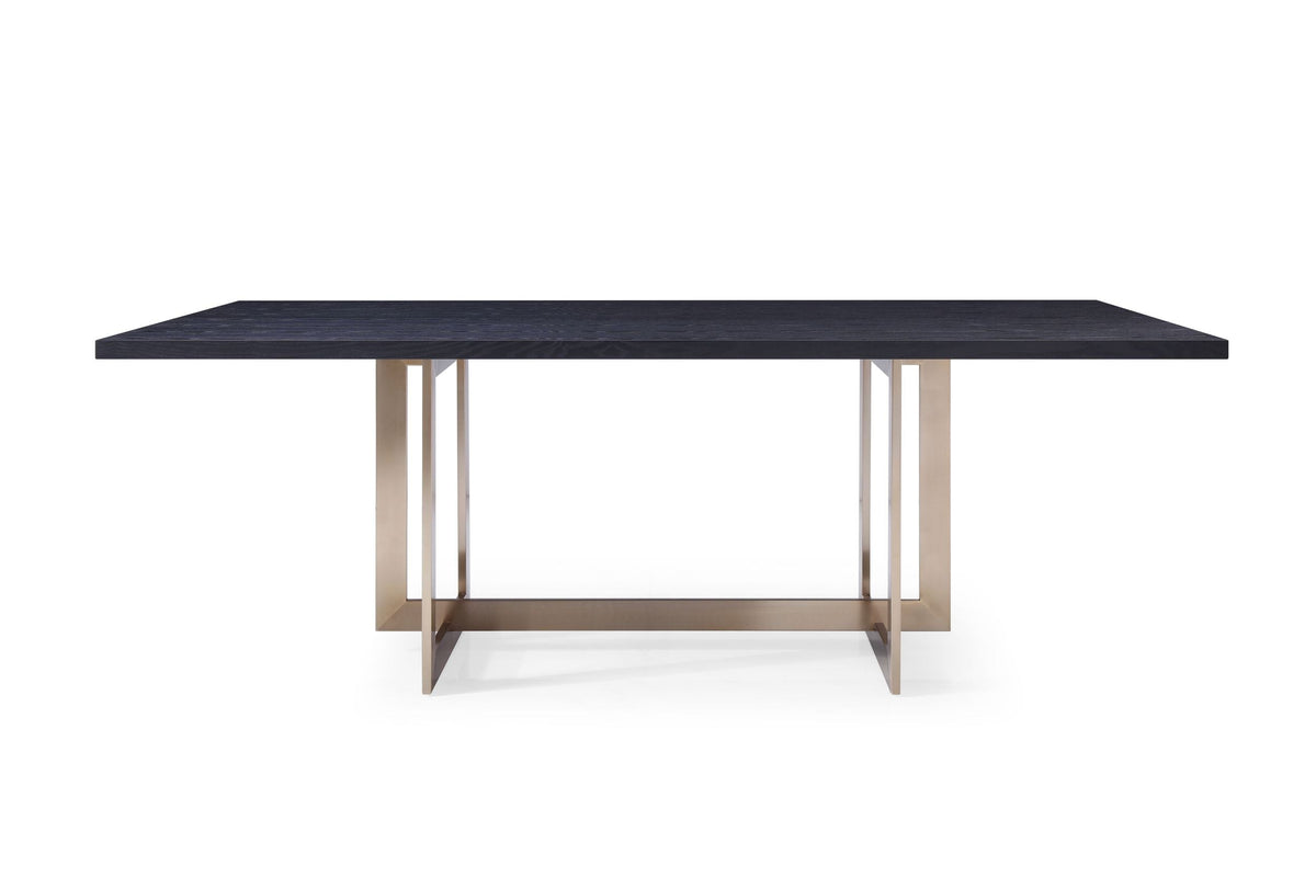 Modrest Pike Modern Black Ash & Brass Dining Table Model VGVCT8961W-BLK-DT