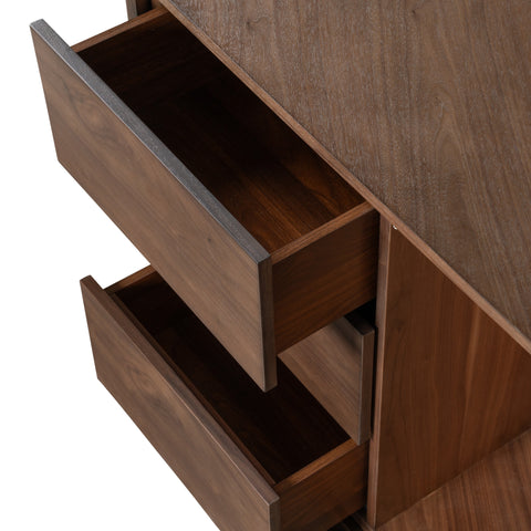 Modrest Pilot Modern Dark Walnut & Beige Leather Desk Model VGVC-BT2323