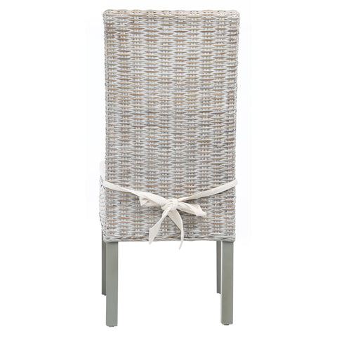 Kubu Whitewash Finish and Off White Fabric Dining Chair