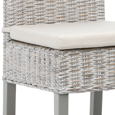 Kubu Whitewash Finish and Off White Fabric Dining Chair
