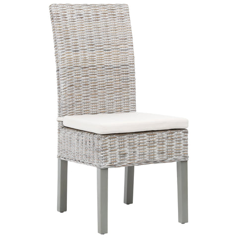 Kubu Whitewash Finish and Off White Fabric Dining Chair