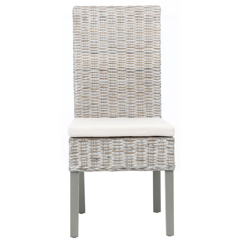 Kubu Whitewash Finish and Off White Fabric Dining Chair