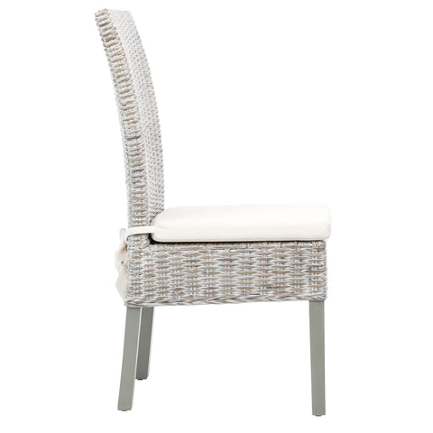 Kubu Whitewash Finish and Off White Fabric Dining Chair