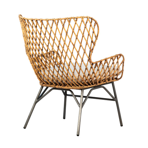 Daraga Black Metal Legs and Natural Rattan Occasional Chair