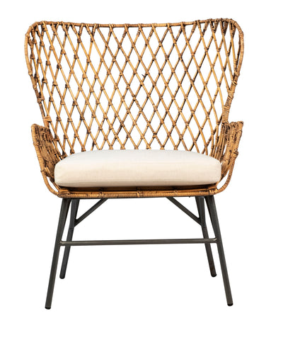 Daraga Black Metal Legs and Natural Rattan Occasional Chair
