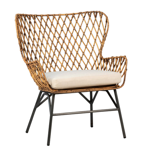 Daraga Black Metal Legs and Natural Rattan Occasional Chair