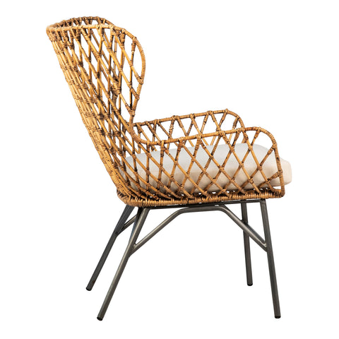 Daraga Black Metal Legs and Natural Rattan Occasional Chair