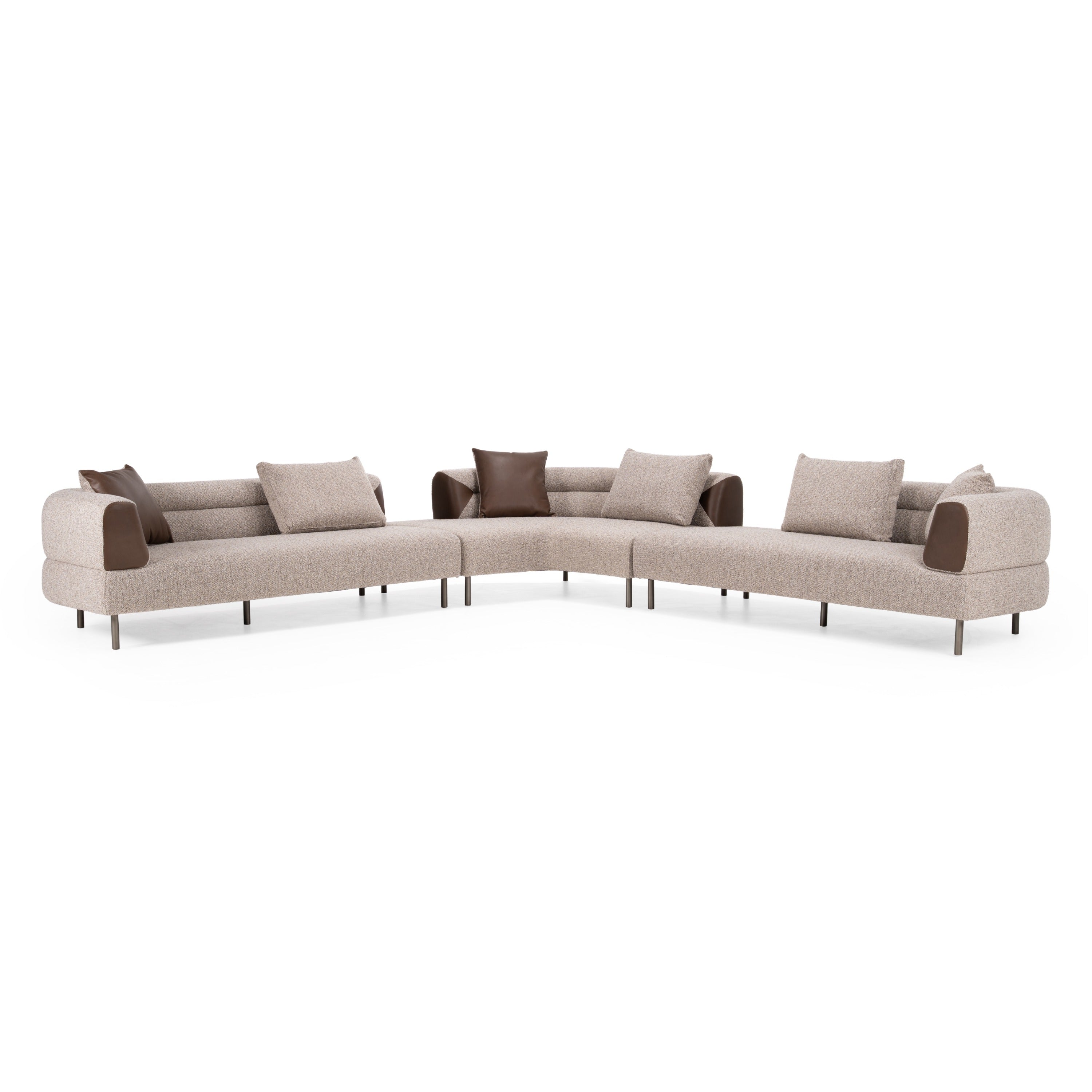 Divani Casa Plume Modern Brown Fabric Sectional Sofa Model VGOD-ZW-24014-BRN