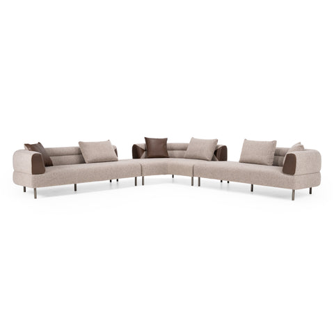 Divani Casa Plume Modern Brown Fabric Sectional Sofa Model VGOD-ZW-24014-BRN