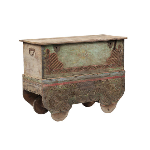 Original Natural with Distressed Painted Finish Antique Javanese Chest